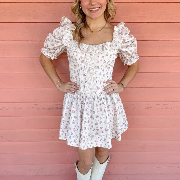 NWT For Love & Lemons Noam Mini Dress - Picture 3 of 10